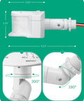 240 Degree Outdoor Motion Sensor With 60ft Detection Range, 3 Mode PIR Detector For Security Floodlights, size dimensions shown