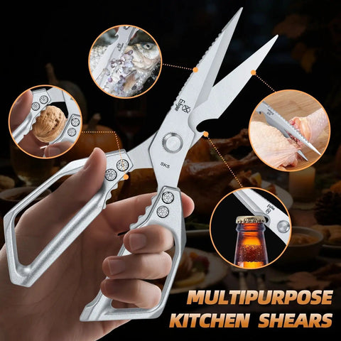 All Purpose Kitchen Scissors Heavy Duty Shears For Poultry And Bone In Stainless Steel Rust Resistant Ultra Sharp Go To Kitchen Tool Built Tough Everyday Chefs Trust, stainless steel with bottle opener
