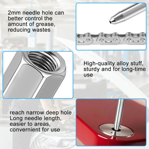 Heavy Duty Grease Needle Dispensing Tool Kit With Steel Tips For Pro Grade Precision Lubrication Adjustable Nozzles
