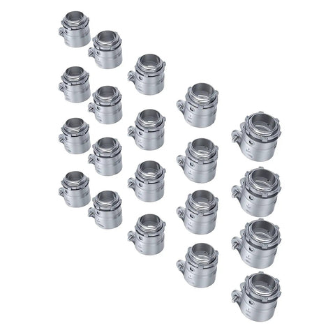 Heavy Duty Three Quarter Inch Conduit Squeeze Connector Fitting Rock Solid Zinc Alloy Metal wire harnesses, 20-pack.