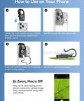 Pocket Phone Microscope 200X With LED Light And CPL Filter, Camera Attachment For iPhone And Android, No App Needed, using 2x zoom on phone