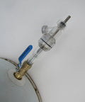 Three Quarters Inch Full Port Water Heater Drain Valve Kit With Fast Flush Upgrade attached to tank