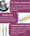 10-piece titanium-coated carbide engraving milling cutter bits set, 1/8 in shank, 0.8–3 mm, for Dremel rotary tools