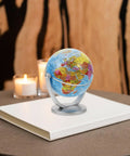 Blue World Globe With Smooth Rotation And Stable Stand For Classroom Office And Home Decor, Modern Educational Globe On Desk