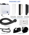 Heavy Duty Laser And Solder Fume Extractor Featuring A Badass 100W Brushless Motor Delivering 200 Cubic Meters Per Hour Of Serious Suction For 3D Maker Workshop Cleanup 110V packing list including host, filters, smoking pipe, and accessories.