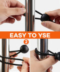 Beefy 120 Pack Ball Bungee Cords Set With 4 Inch 6 Inch And 9 Inch Ball Ends securing metal pole in three easy steps