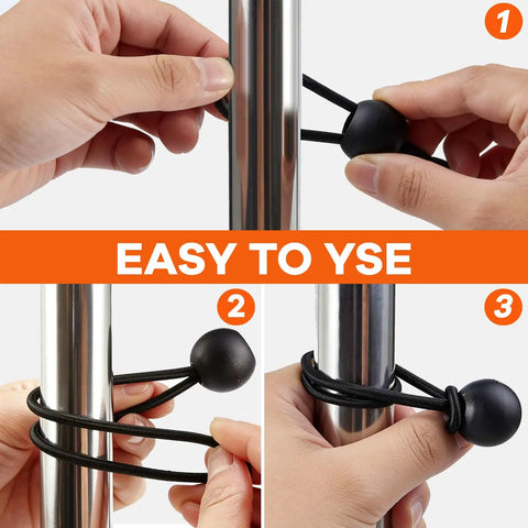 Beefy 120 Pack Ball Bungee Cords Set With 4 Inch 6 Inch And 9 Inch Ball Ends securing metal pole in three easy steps