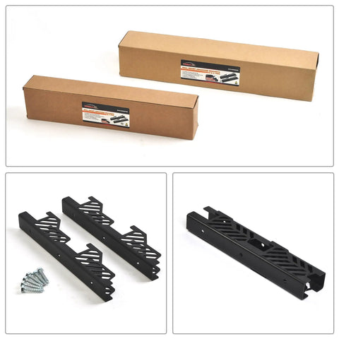Heavy Duty Jack Stand Wall Mount Brackets For 2 And 3 Ton Stands, 12 Gauge Steel With Powder Coated Finish, Two Stands Per Mount