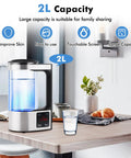 Upgraded Hydrogen Water Generator 110V With SPE And PEM Technology Delivers Dope Hydrogen Rich Water Up To 1800 PPB, 2L capacity