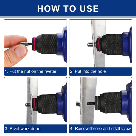 Step-by-step guide for 50 Piece Rivet Nuts Set 1/4-20 Stainless Steel Flat Head Threaded Inserts With Knurled Body usage
