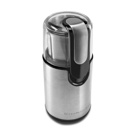 Blade Coffee Grinder With One Touch Control, 4 Ounce Capacity, Onyx Black, featuring a clear lid and stainless steel finish
