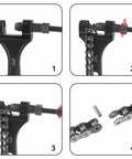 420 Chain Kit 132 Links Cut To Fit With Master Links Breaker Tool And Chain Brush For Mini Bike Pit Bike Dirt Bike ATV And Go Kart Fully Adjustable Easy To Install steps shown in the image.