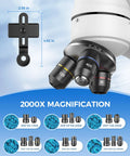 All Purpose Compound Binocular Microscope For Adults Pro Grade And Kids With 40X To 2000X Magnification LED Illumination Mechanical Stage