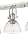 Hines Semi-Flush Ceiling Light In Pewter With Seeded Glass Shade, triple light with pewter finish and classic design.