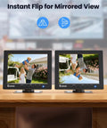8-Inch Security Camera Monitor With HDMI VGA BNC AV USB Inputs, 1024x768 mini LCD showing mirrored family photo