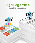 High page yield stacks illustrating output for 63XL Ink Cartridge Combo Pack 2 Black 1 Color 3 Pack For HP Printers With Upgraded Chips High Yield