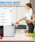 Your Kitchen Sidekick Smart Scale With Nutritional Calculator and Free App visible on treadmill screen.
