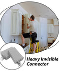 Heavy Duty Concealed Soft Close Cabinet Hinges For Gray Surface Mount Doors 2 Pack shown during installation in kitchen cabinet