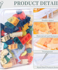Three Pack Clear Hard Shell Zipper Cases For Makeup And Toiletry Organization And Diaper Bags Grab And Go Waterproof Transparent Plastic Pouches For Office Or Home Storage Large Size with colored blocks inside
