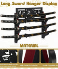 Katana Holder Wall Mount Sword Stand For Samurai And Wakizashi Display 4 Tier Black Rack Hanger With Felt Protection Strips
