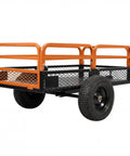 Heavy Duty 1500 Lb Steel ATV Trailer Dump Cart Tow Behind For Riding Mower And Tractor With 15 Cu Ft Bed And Removable Sides