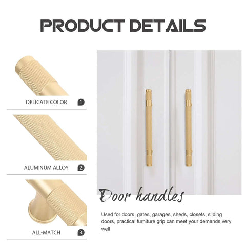 Dope Matte Gold Barrel Grip Cabinet Handles Set 96mm Center To Center European Style Metal Door Pulls For Kitchen Cabinets And Wardrobes