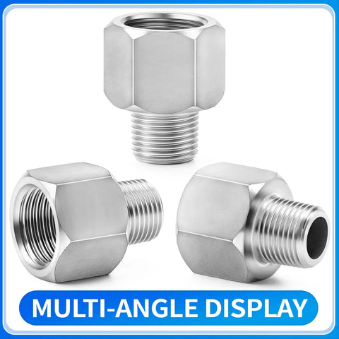 304 Stainless Steel Reducer Adapter 3/4 NPT Female To 1/2 NPT Male Pipe Fitting Pack Of Six, multi-angle display, corrosion resistant
