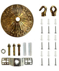 5.51 Inch Copper Canopy Kit with antique bronze finish and mounting hardware for pendant lights, includes plate and screws