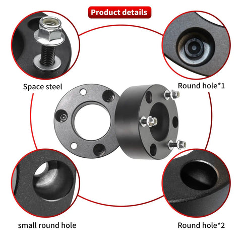 Chevy Silverado 1500 And GMC Sierra 1500 3.5 Inch Front Strut Spacers And 3 Inch Rear Leveling Lift Kit Black detailing steel components