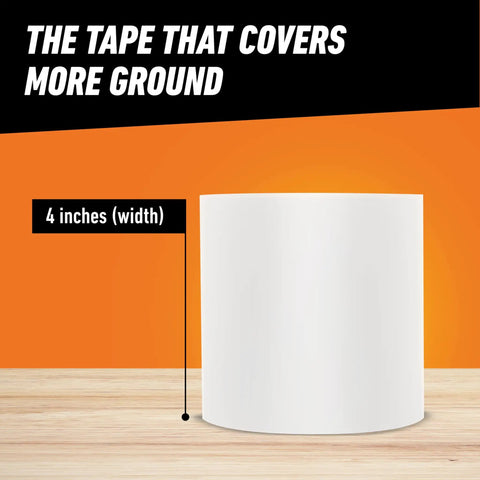 Waterproof Patch And Seal Tape White 4 Inch By 10 Foot Pack Of 1 for permanent heavy duty weatherproof seal shown in front view