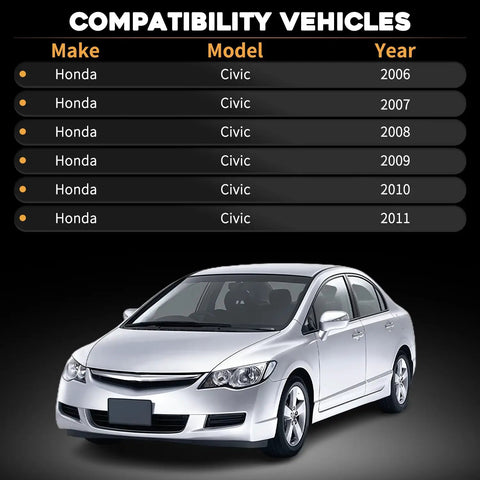 Front view of a silver Honda Civic compatible with solenoid spool valve replacement for 2006-2011 models.