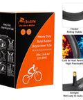 Two Pack Heavy Duty Bike Tire Inner Tubes 26 By 1 3 Eighths Inches AV32mm Schrader Valve box with product features
