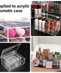 12 Pieces Self Adhesive Clear Acrylic Hinges Set For Glass Cabinets Displays And Craft Projects, applied to acrylic cosmetic case