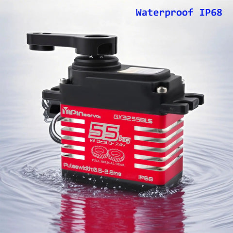 Beefy 55Kg Digital Servo With Full Metal Helical Gear Brushless Motor IP68 for RC cars in water showcasing 270 degree steering