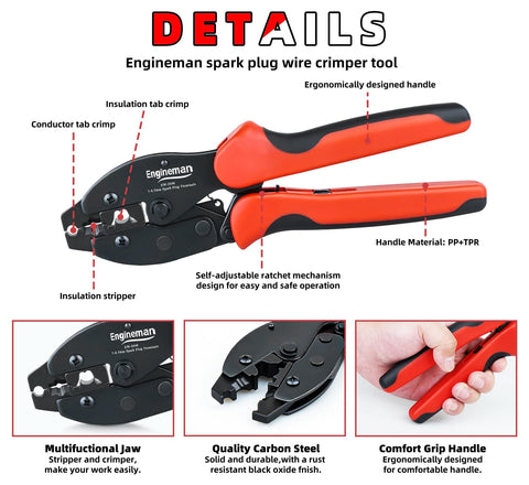 Pro Spark Plug Wire Crimping Tool Kit With Ratchet Crimper for Crimping Stripping and Cutting 7 to 8.5mm Spark Plug Wires
