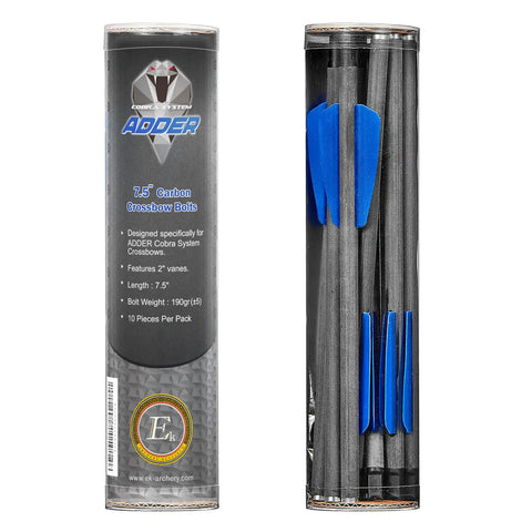 Packaging of Adder 7.5 Inch Carbon Crossbow Bolts With 2 Inch Vanes 10 Pack For Fishing Small Game Hunting Target Practice