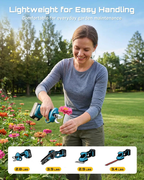 cordless garden tool set 3-In-1 Cordless Garden Tool Kit With Dual 4000mAh Batteries For Chainsaw, Hedge Trimmer, And Pruner No Fuss Yard Work Power Through Tree Trimming,