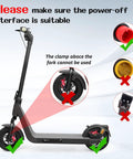 Installed Zoom HB876E hydraulic disc brake set on an electric scooter; red four-piston caliper on the front wheel.
