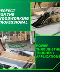 Beast Mode 10 Inch Table Saw With 15 Amp Motor cutting wood on site, highlighting precision and rip capacity on sturdy stand.