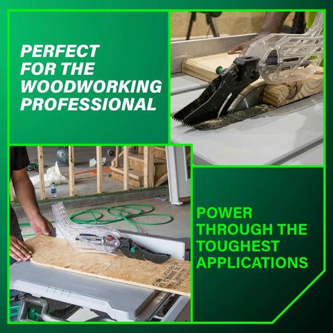 Beast Mode 10 Inch Table Saw With 15 Amp Motor cutting wood on site, highlighting precision and rip capacity on sturdy stand.