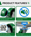 Built Tough 3 Inch Polyurethane Heavy Duty Casters Roll Smooth Swivel Wheels Hold 700 Lbs Zero Scratch Marks On Industrial Floors Made For Utility Carts And Workbenches Set Of Two, featuring thickened polyurethane and double ball bearing.