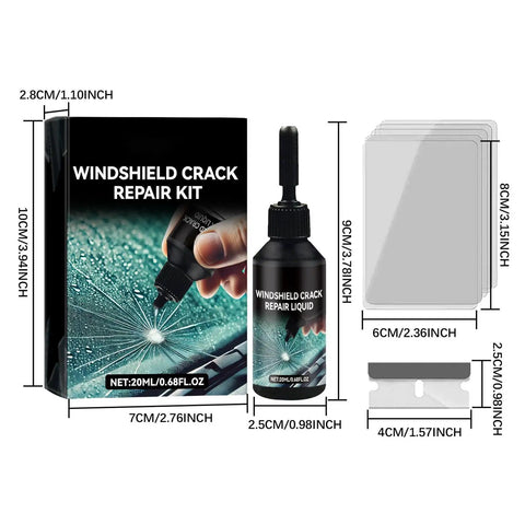 Windshield Crack Repair Liquid for Fast Three Step Fix, Glass Repair Liquid for Windscreens, Great for Home Use or Roadside Workshop, Auto Mechanics, Quick Chip Resolution and Nearly Invisible Finish