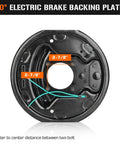 Four Pack 10 Inch By 2-1/4 Inch Electric Trailer Brake Assemblies For 3500 Lbs Axles Left And Right Fits Alko Dexter Quality And Other Brands Durable Plug And Play Install Trailer Brake Kit, front view of brake backing plate with measurements