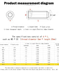 Product measurement diagram for Built Tough M12 12mm Grub Screws Cup Point Set Bolt specifications and dimensions, showing sizes and thread details.