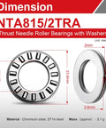 Heavy Duty Thrust Needle Roller Bearings With Washers, Two Sets, One Half Inch Bore, Fifteen Sixteenth Inch Outer Diameter diagram