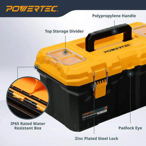 Tough As Nails 19 Inch Tool Box With Trays Lockable Portable Storage Organizer Built Heavy Duty For Shop Gear And Bits Water Resistant Workhorse Chest All Season Workshop Essential