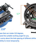 Beefy 4.2 Inch Quick Release Workbench Vise Clamp Portable Heavy Duty Vice For Drill Press With 110 Degree Swivel Base diagram