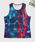 Mens Dope American Flag Skull Print Graphic Tank Top Quick Dry Sleeveless Muscle Shirt For Heavy Gym Sessions And Patriotic Swagger Big And Tall Classic Cut featuring bold skull graphic.