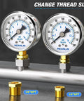 Dry Pressure Gauge 0 To 200 Psi Stainless Steel 2 Inch Dial Face Lower Mount One Eighth Inch NPT Waterproof for compressors