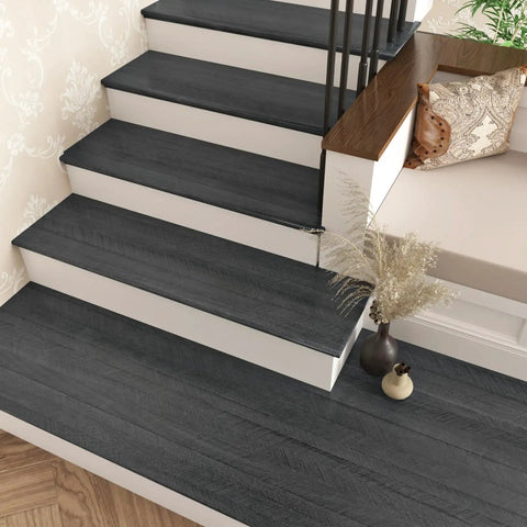 Stairs with Peel And Stick Wood Grain Wallpaper For Countertops And Cabinets Waterproof Self Adhesive Contact Paper Black.